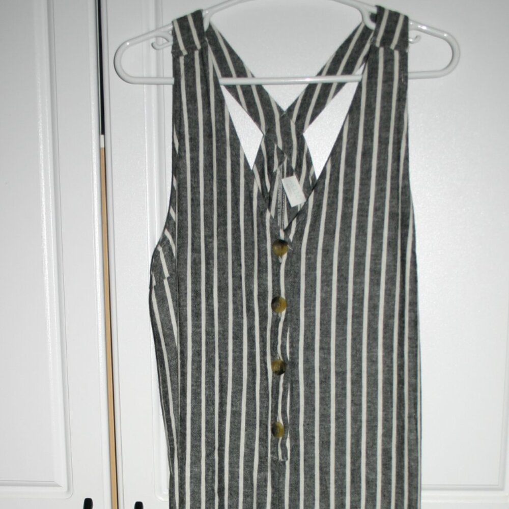 Striped button front jumpsuit